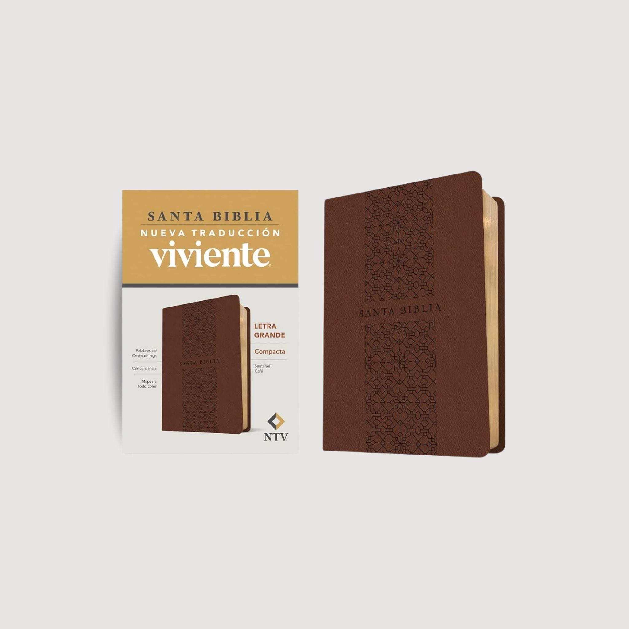 Biblia NTV, Tamaño Manual, Letra Gigante - Piel Café