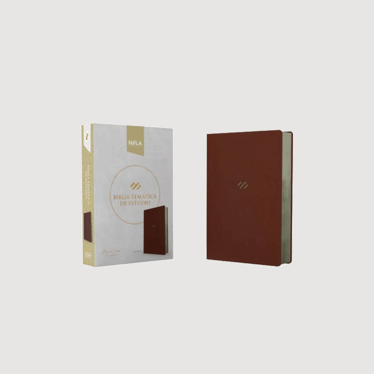 Biblia Temática de Estudio NBLA, café símil piel